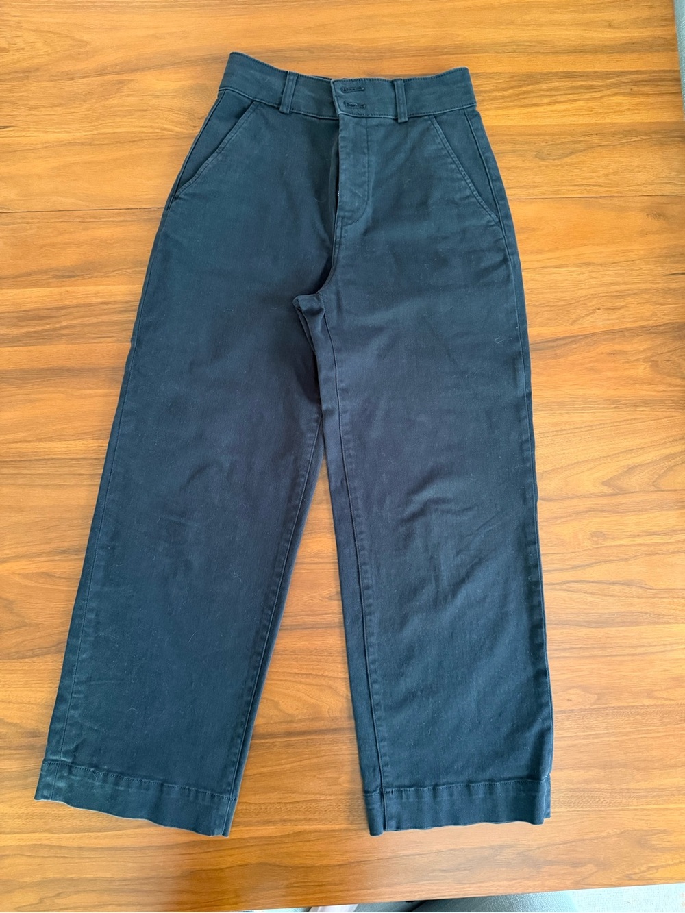 Everlane Women's Black Organic Wide Leg Chino Pants